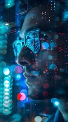 Futuristic Glowing Lights and Patterns in Abstract Digital Landscape