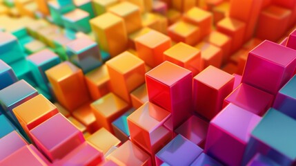 Obraz premium A of cubes in vibrant jewel tones bringing life and energy to the monochromatic background.