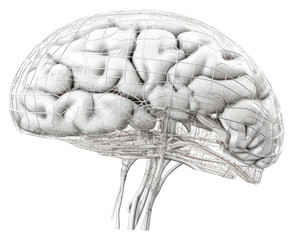 Fototapeta premium PNG 3d human brain sketch drawing art.