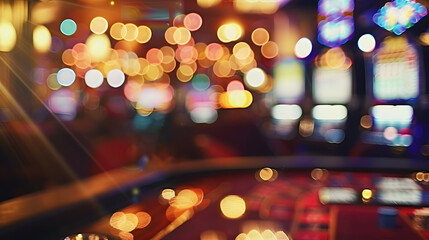 casino bokeh light abstract blur background,Blurred image of slots machines or roulette table
