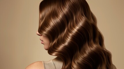 Fototapeta premium a woman with long shiny brown hair