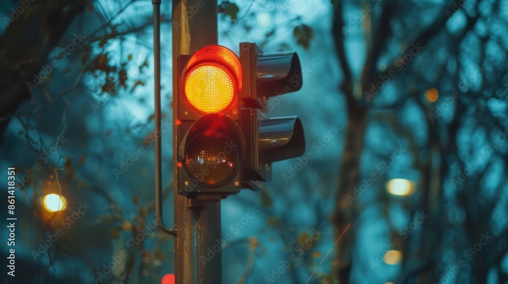 Fototapete Close-up of a traffic light timer counting down the seconds before signal change