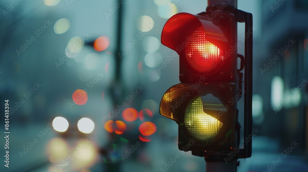 Poster Close-up of a traffic light timer counting down the seconds before signal change