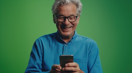 The senior man with cellphone