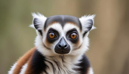 Naklejka premium Portrait of a Lemur Catta, Ring tailed lemure sitting on a roof, digital illustration created with generative ai.