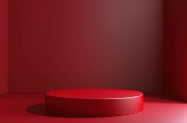 Obraz premium Red podium background with empty space for product presentation mock up template design