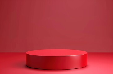 Red podium background with empty space for product presentation mock up template design