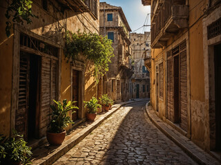 Mediterranean village street old town