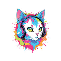 Colorful cat abstract illustration vector t-shirt design