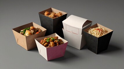 Chinese lunch box mockup. Sleek design with spot on lighting. 