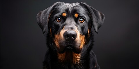 Obraz premium Studio portrait of purebred dog against solid background during pet photoshoot. Concept Pet Photography, Studio Setting, Purebred Dog, Solid Background, Professional Photoshoot