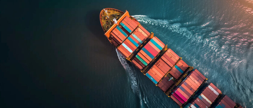 Ariel View container ship loading and unloading in sea port