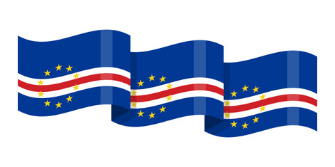 Vector illustration of wavy Cape Verde flag on transparent background