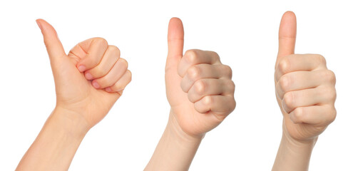 Set of Woman Hands with Like Gesture, isolated on transparent background