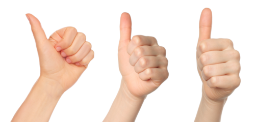 Set of Woman Hands with Like Gesture, isolated on transparent background