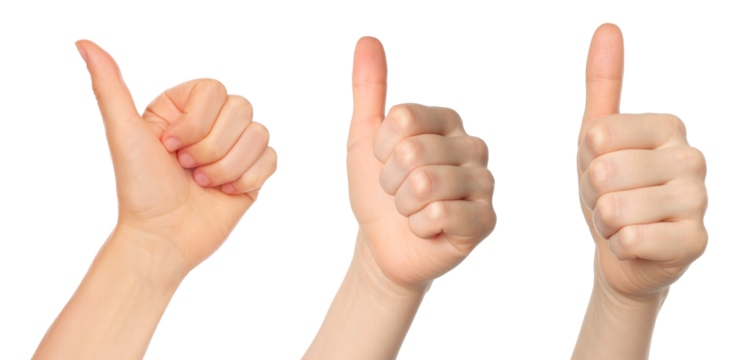 Set of Woman Hands with Like Gesture, isolated on transparent background