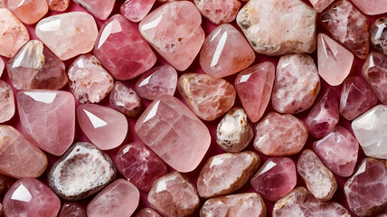 Naklejka premium pink stones background, pink gems scattered