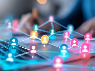 Customer Advocacy Programs A softly lit program chart with glowing customer advocates