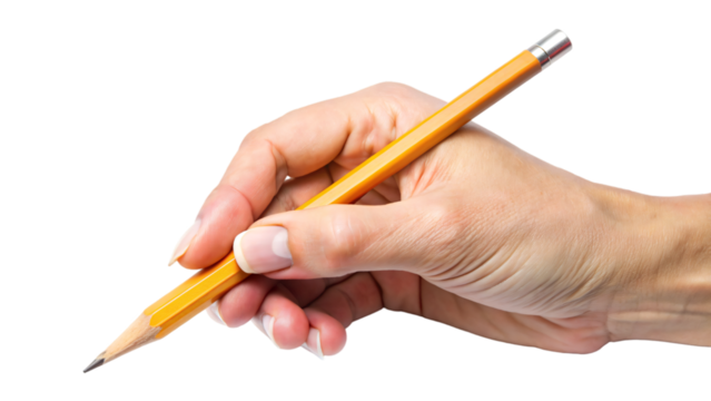 A hand holding a pencil, ready to draw