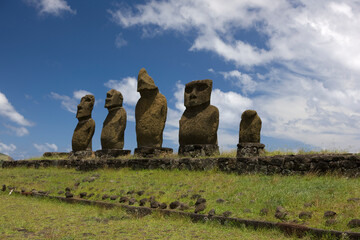 Easter Island Moai on a sunny autumn day view on a sunny spring day