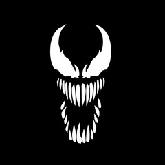 Venom face vector illustration black and white 