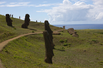 Easter Island Moai on a sunny autumn day view on a sunny spring day