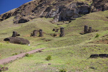 Easter Island Moai on a sunny autumn day view on a sunny spring day