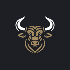 Bull head logo design. Creative bull horns symbol. Vector illustration. 