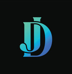 initial letter J, D, JD OR DJ monogram letter text alphabet logo design