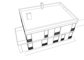 E:house building sketch architectural 3d illustration