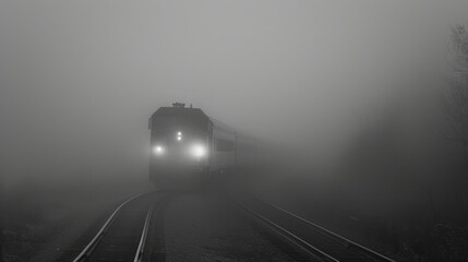 The fog plays tricks on the eyes making it seem like the train is gliding through a different dimension.