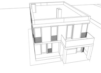 E:house building sketch architectural 3d illustration