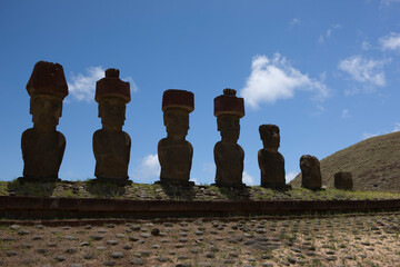 Easter Island Moai on a sunny autumn day view on a sunny spring day