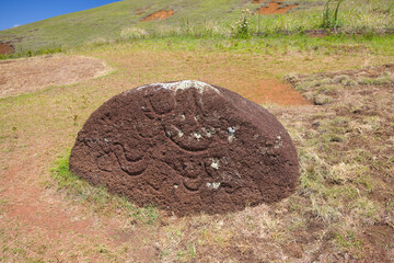 Easter Island Moai on a sunny autumn day view on a sunny spring day