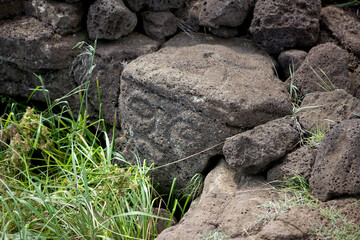 Easter Island Moai on a sunny autumn day view on a sunny spring day