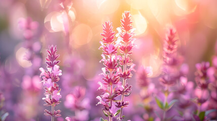 Obraz premium Delicate flowers in sunny meadow