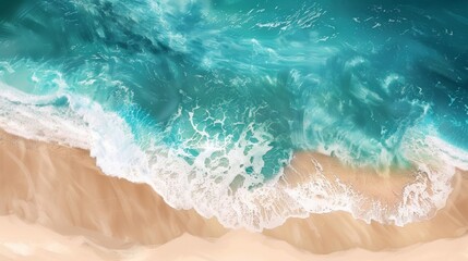 The view from above of a deserted beach with crystal clear water, sea and sand is the perfect summer getaway.