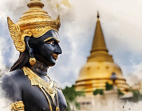 Rahu with temple background