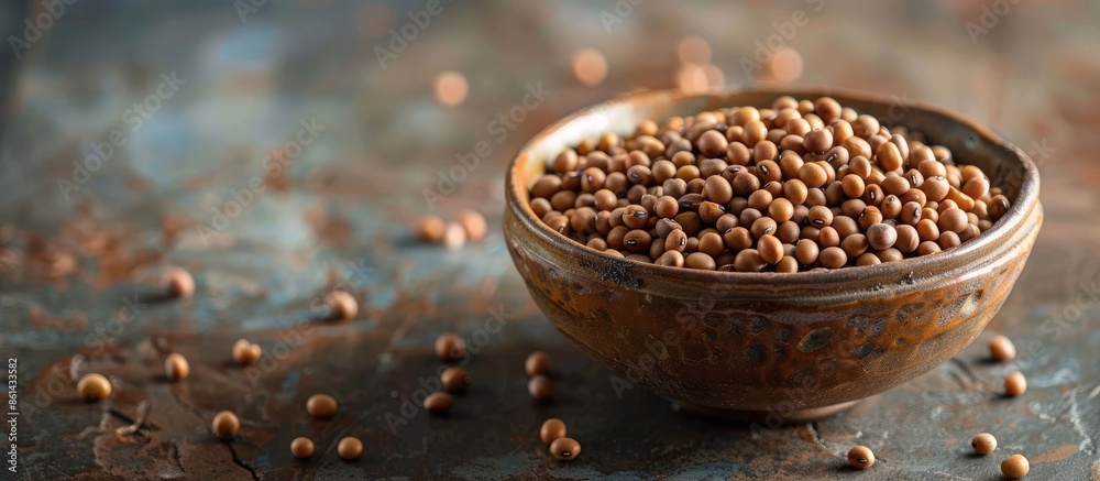 Poster bowl of beans on the table with copy space image.