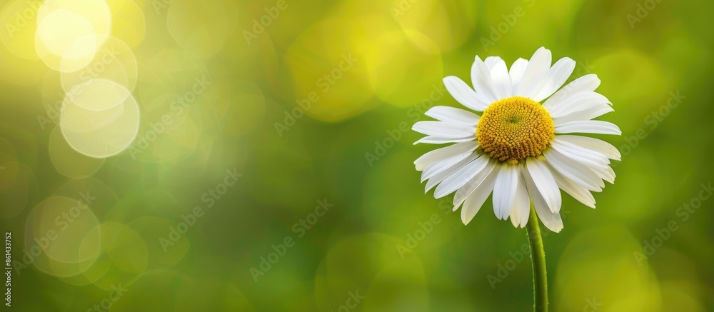 Poster Close-up of a daisy flower with a blurred green background providing a layer effect and selective focus, ideal for a copy space image.