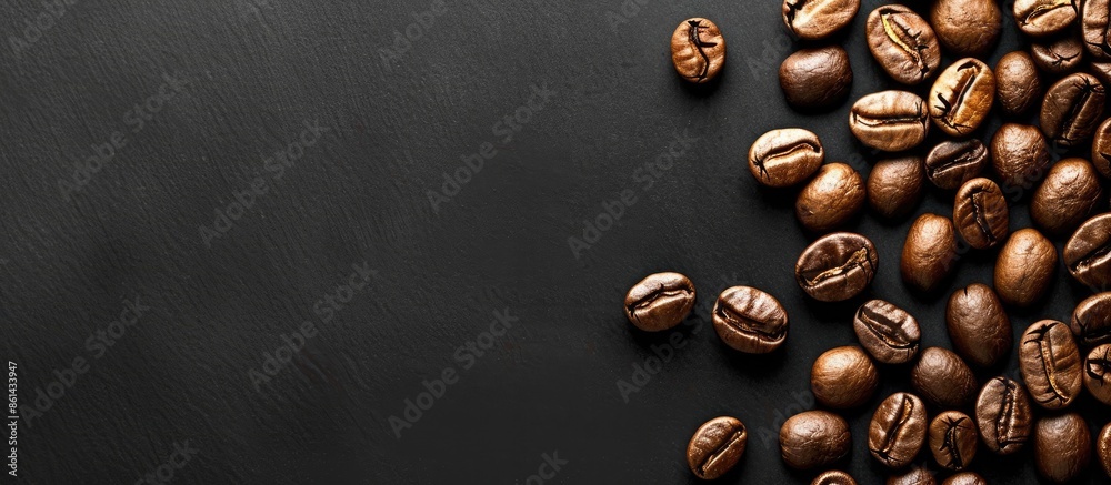Poster coffee design on a black background is perfect for a copy space image.