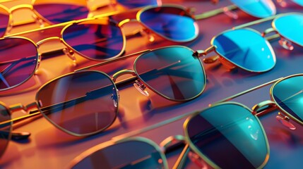Light background with fashionable sunglasses.