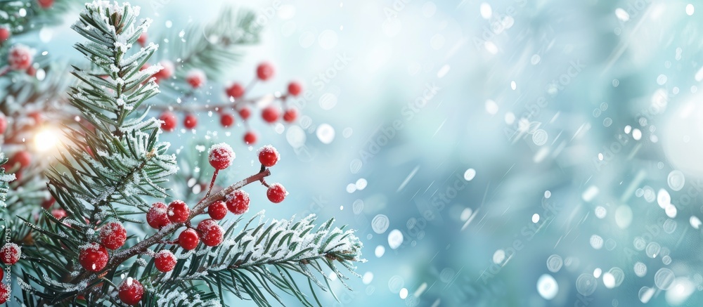 Poster festive greetings for christmas and new year set against a wintery background with copy space image.