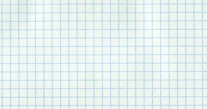 Exercise book grid raw 4K 4096 medium cells horizontal move. Crazy doodle grunge paper scan pulsing stop motion blank background good for titles, intro, school, background, etc...
