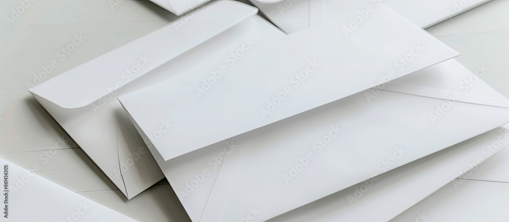 Aufkleber Envelopes in pristine white with padding and a designated area for image placement. image with copy space
