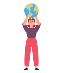 woman holding world map