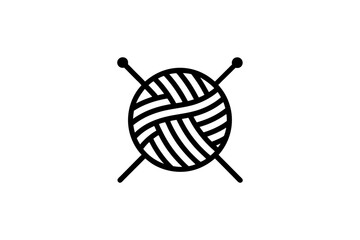Knitting monoline abstract logo illustration