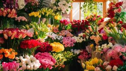 Fototapeta premium Beautiful flowers in florist shop