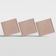 Empty cardboard Box brown color 3D rendering illustration on gray background