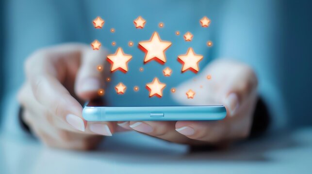 User Generated Content A softly lit smartphone with glowing usergenerated reviews and comments